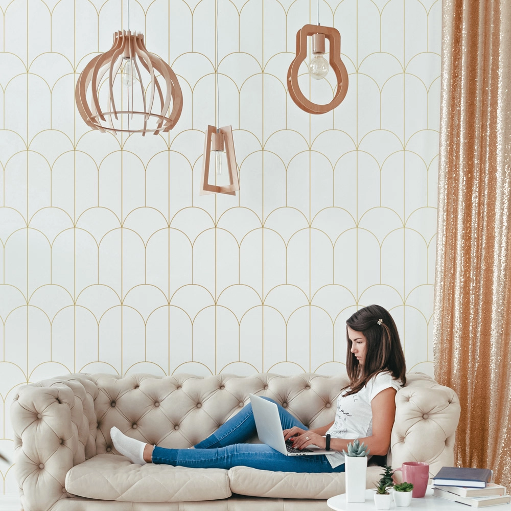 Αυτοκόλλητη Ταπετσαρία τοίχου WHITE GOLD ART DECO