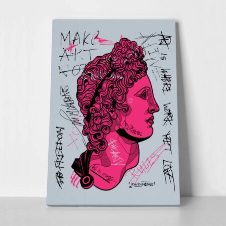 Πινακας σε καμβά APOLLO PINK CALLIGRAPHY - Πορτραιτα και Φιγουρες Sticky 1