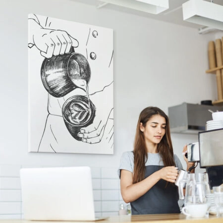 Πινακας σε καμβά BARISTA MAKING COFFEE