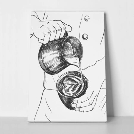 Πινακας σε καμβά BARISTA MAKING COFFEE - Food and Drink Sticky 1