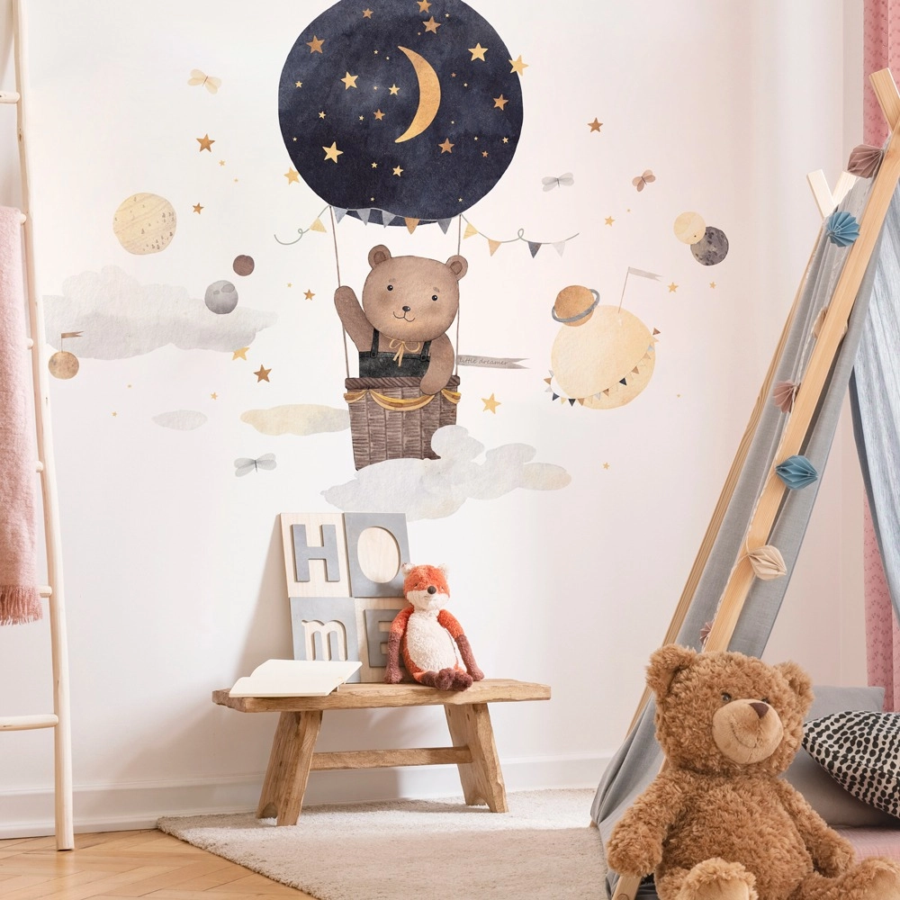 Aυτοκόλλητο Τοίχου BEAR SPACE AIR BALLOON