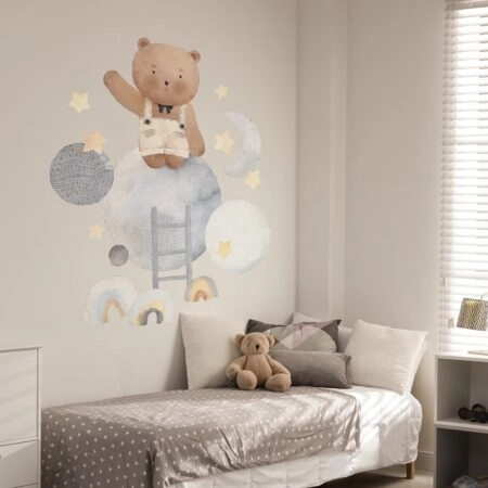 Αυτοκόλλητο Τοίχου CUTE BEAR IN SPACE