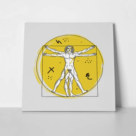 Πίνακας Τετράγωνος GEOMETRIC VITRUVIAN MAN - Leonardo Da Vinci Sticky 1