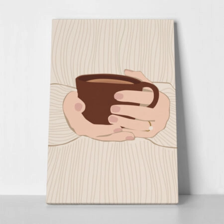 Πινακας σε καμβά GIRL HOLDING COFFEE MUG - Food and Drink Sticky 1