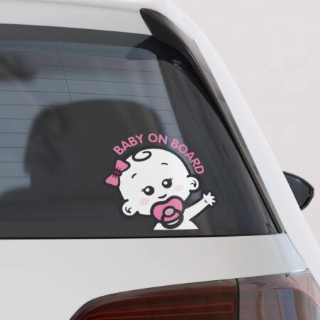 Αυτοκολλητο Αυτοκινητου GIRL ON BOARD WAVING