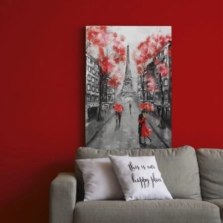 Πινακας σε καμβά PARIS BLACK WHITE AND RED PAINTING - Παρισι Sticky 1