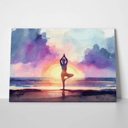 Πινακας σε καμβά YOGA AT SUNSET 2 - Αθληματα και Χομπυ Sticky 1