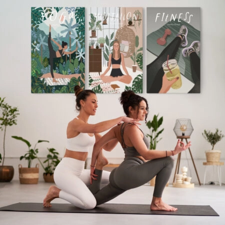 Σετ Τριπτυχος Πινακας σε καμβά YOGA MEDITATION FITNESS