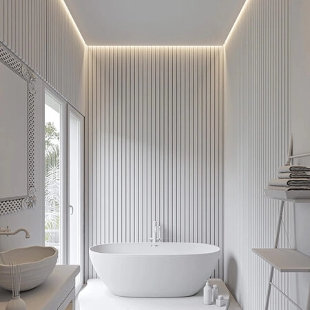 Διακοσμητικό panel τοίχου με 3D πηχακια 01 RESIDENCE πλατος 12.2cm x υψος 2.90m WHITE - Πανελ τοίχου με 3D πηχάκια