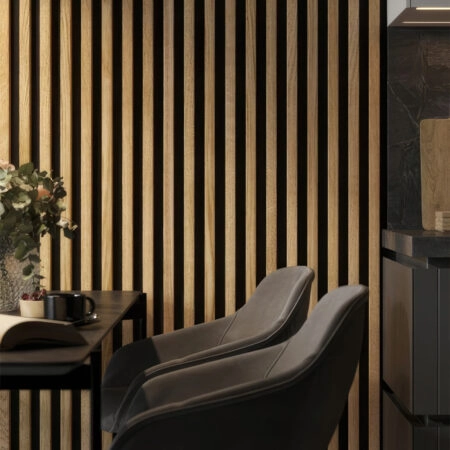 Διακοσμητικό panel τοίχου με 3D πηχακια F4 PIANO πλατος 12.2cm x υψος 2.90m NAT.OAK/BLACK - Πανελ τοίχου με 3D πηχάκια