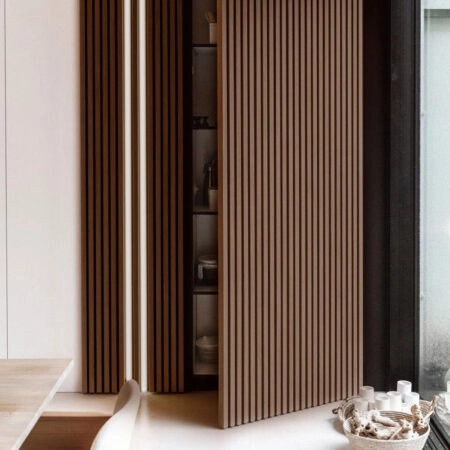 Διακοσμητικό panel τοίχου  με 3D πηχακια 08 RESIDENCE πλατος 12.2cm x υψος 2.90m DARK BROWN OAK - Πανελ τοίχου με 3D πηχάκια