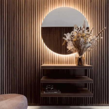 Διακοσμητικό panel τοίχου με 3D πηχακια 54 PIANO πλατος 12.2cm x υψος 2.90m WALNUT/DARK BROWN - Πανελ τοίχου με 3D πηχάκια
