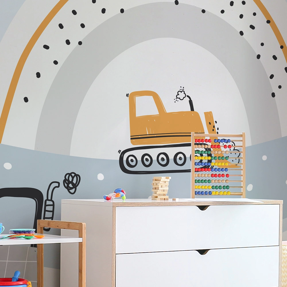 Αυτοκόλλητη Ταπετσαρία τοίχου CUTE CONSTRUCTION CARS