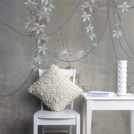 Αυτοκόλλητη Ταπετσαρία τοίχου HANGING LEAVES AND FLOWERS - Floral - Λουλουδια Sticky 2
