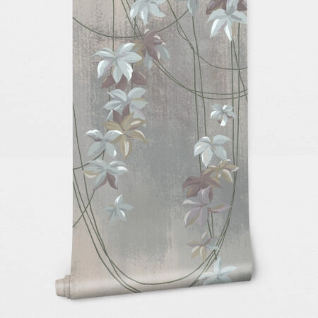 Αυτοκόλλητη Ταπετσαρία τοίχου HANGING LEAVES AND FLOWERS - Floral - Λουλουδια Sticky 3