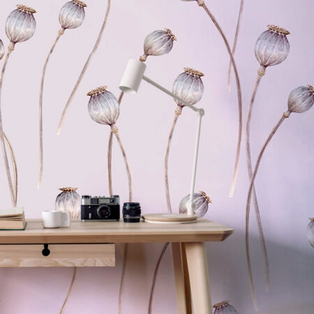 Αυτοκόλλητη Ταπετσαρία τοίχου ILLUSTRATION OF DRY POPPY SEEDS - Floral - Λουλουδια Sticky 1