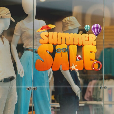 Αυτοκoλλητο Εκπτωσεων 3D SUMMER SALE - Καλοκαιρινή βιτρίνα Sticky 1