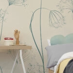 Αυτοκόλλητη Ταπετσαρία τοίχου GREEN HAND DRAWN FLOWERS