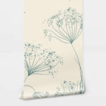 Αυτοκόλλητη Ταπετσαρία τοίχου GREEN HAND DRAWN FLOWERS