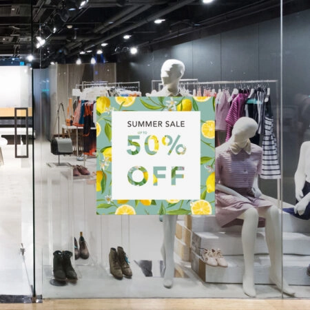 Αυτοκoλλητο Εκπτωσεων SUMMER SALE LEMON - Καλοκαιρινή βιτρίνα Sticky 1