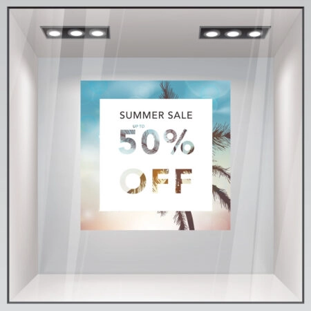 Αυτοκoλλητο Εκπτωσεων SUMMER SALE PALM TREE