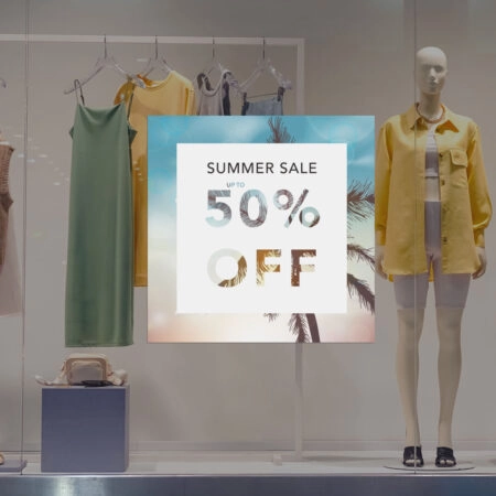 Αυτοκoλλητο Εκπτωσεων SUMMER SALE PALM TREE - Καλοκαιρινή βιτρίνα Sticky 1