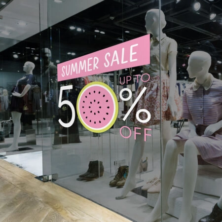 Αυτοκoλλητο Εκπτωσεων SUMMER SALE WATERMELON - Καλοκαιρινή βιτρίνα Sticky 1