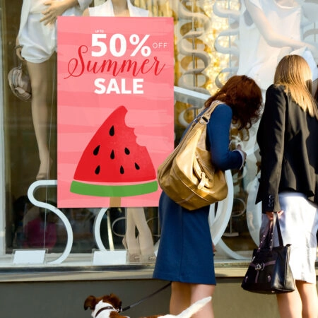 Αυτοκoλλητο Εκπτωσεων SUMMER SALE RED WATERMELON - Καλοκαιρινή βιτρίνα Sticky 1