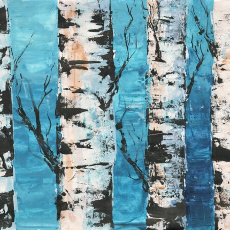 Πινακας σε καμβά BIRCH FOREST OIL PAINTING - Δασος Sticky 5
