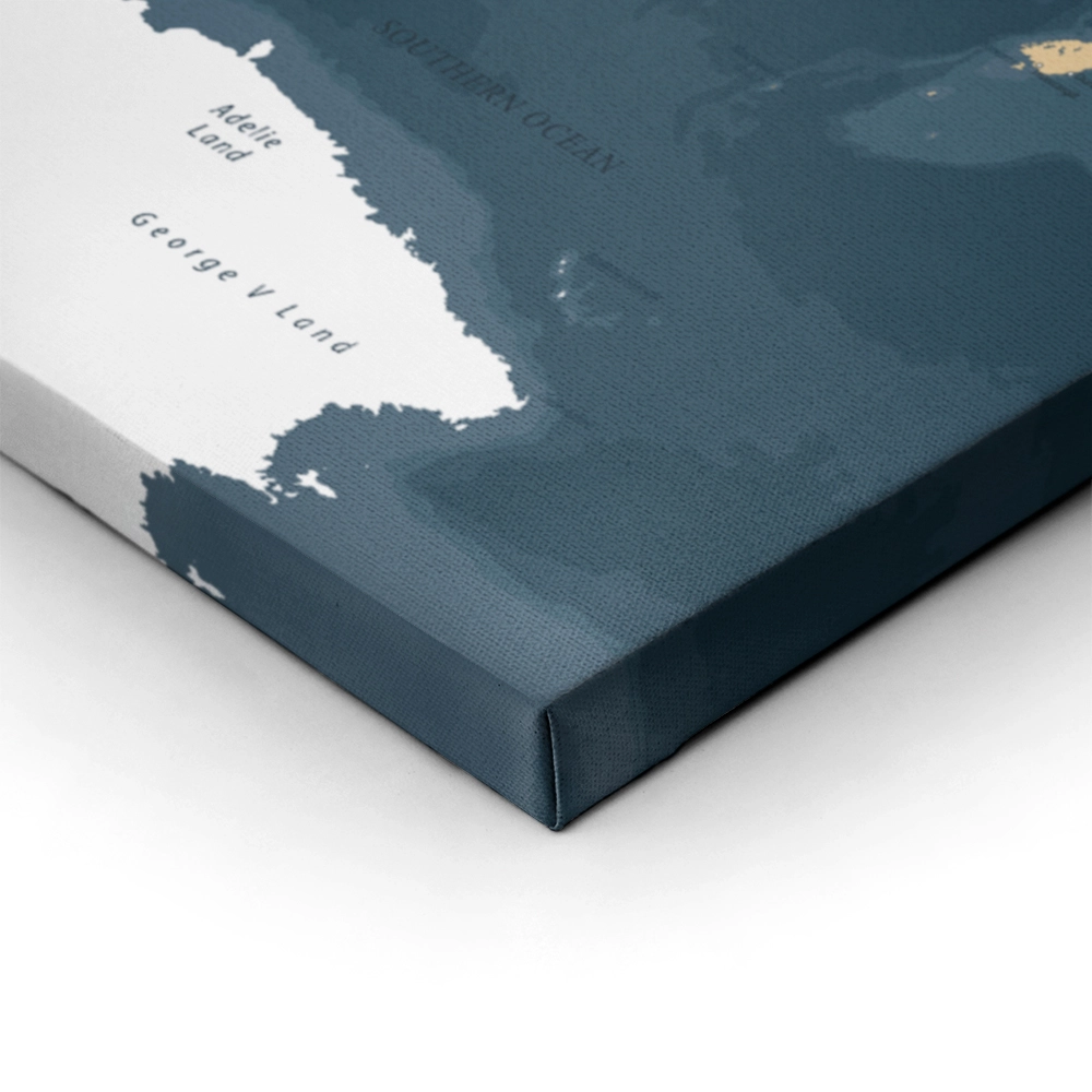 Πινακας σε καμβά BLUE AND BEIGE WORLD MAP