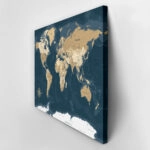 Πινακας σε καμβά BLUE AND BEIGE WORLD MAP