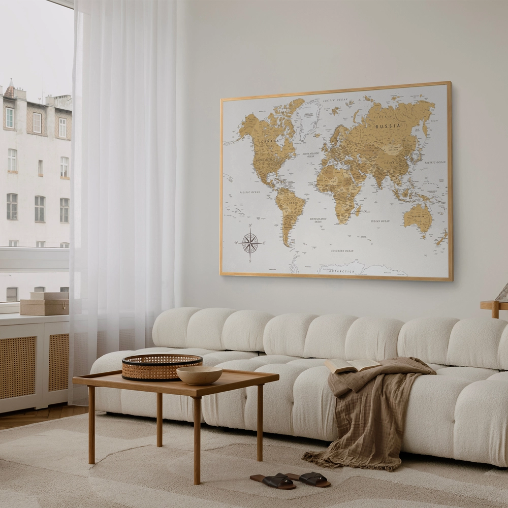 Πινακας σε καμβά EARTHTONE WORLD MAP
