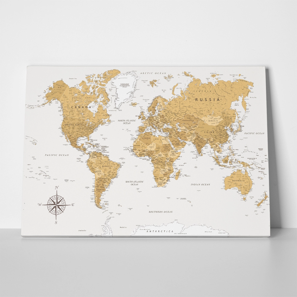 Πινακας σε καμβά EARTHTONE WORLD MAP