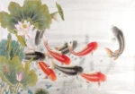 Πινακας σε καμβά FISH ASIAN INK WASH PAINTING
