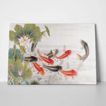 Πινακας σε καμβά FISH ASIAN INK WASH PAINTING - Ψαρια - Ζωα της θαλασσας Sticky 1