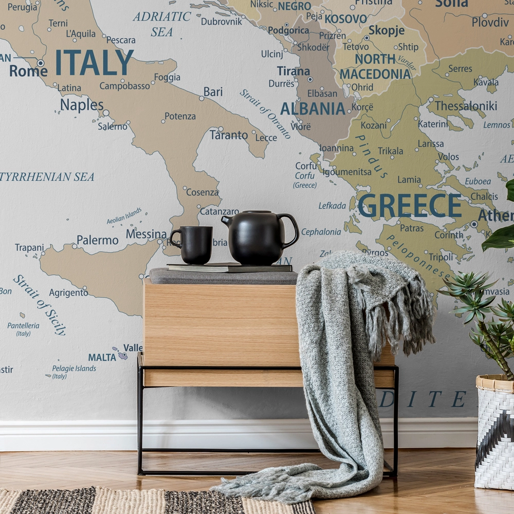 Αυτοκόλλητη Ταπετσαρία τοίχου PASTEL EUROPE MAP