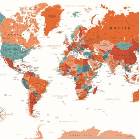 Πινακας σε καμβά TERRACOTA WORLD MAP - Χαρτες Sticky 5