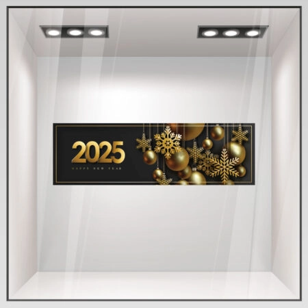 Χριστουγεννιάτικο αυτοκόλλητο HAPPY NEW YEAR 2025 - Χριστουγεννιάτικη βιτρίνα
