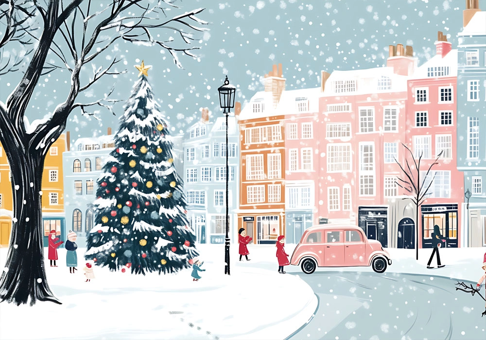 Πινακας σε καμβά CHRISTMAS CITY ILLUSTRATION