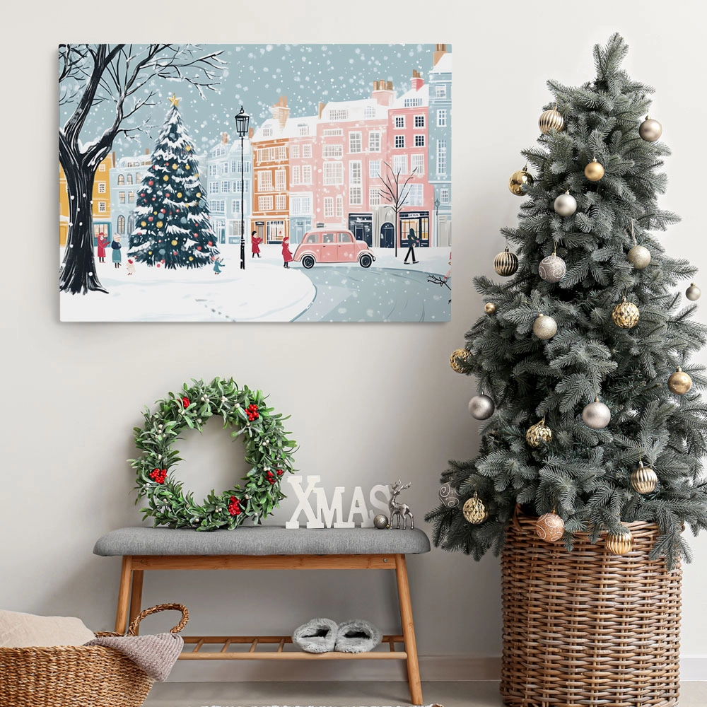 Πινακας σε καμβά CHRISTMAS CITY ILLUSTRATION