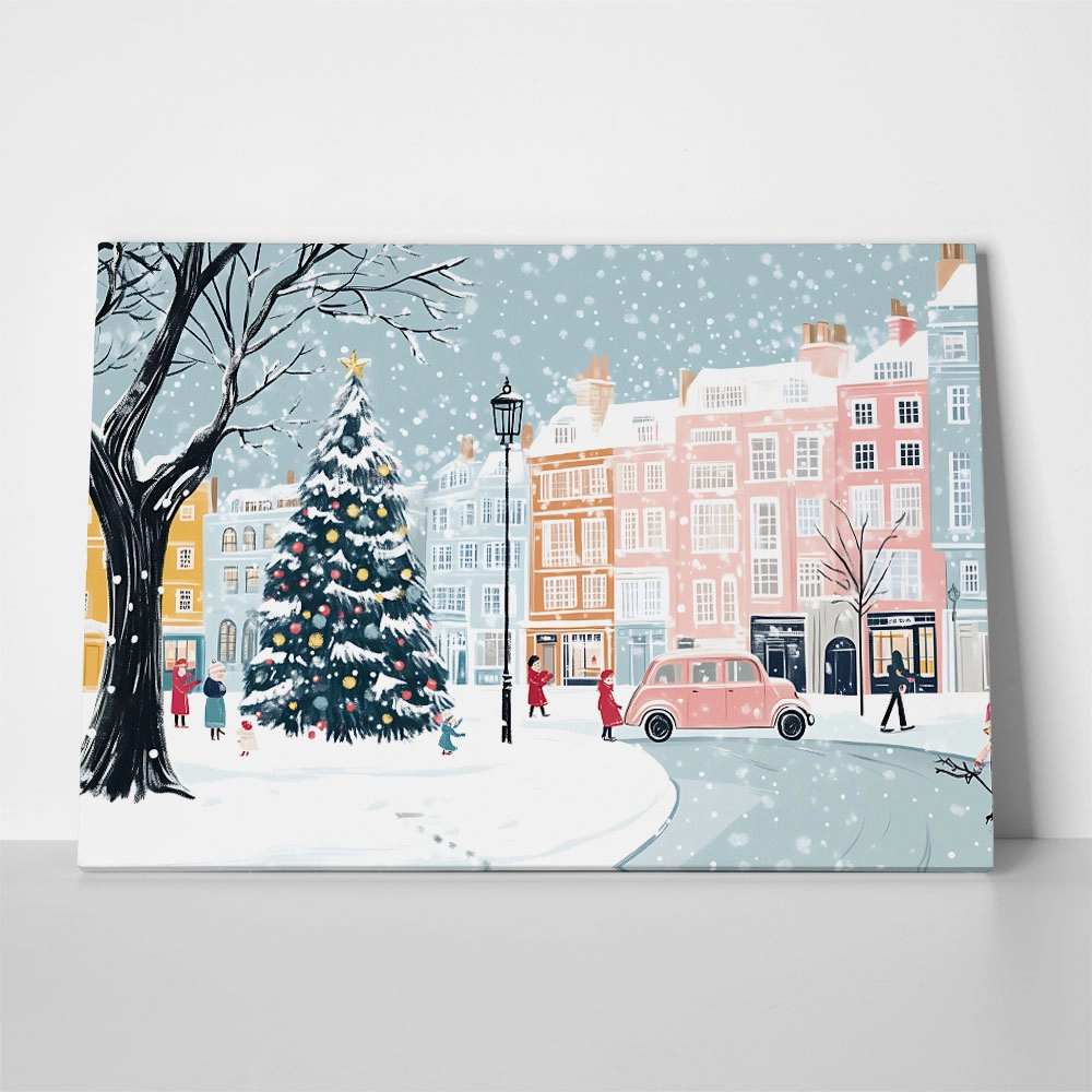 Πινακας σε καμβά CHRISTMAS CITY ILLUSTRATION