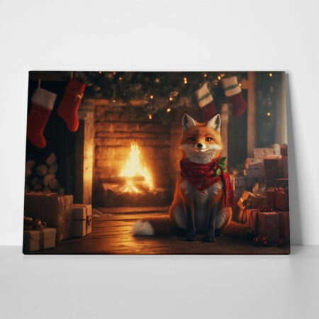 Πινακας σε καμβά CHRISTMAS FOX - Χριστουγεννιάτικοι Πίνακες Sticky 1