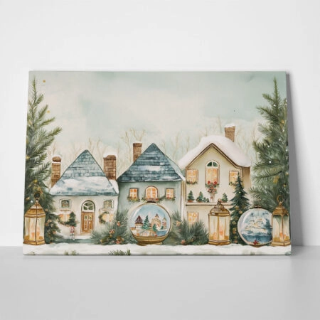 Πινακας σε καμβά CHRISTMAS VILLAGE - Χριστουγεννιάτικοι Πίνακες Sticky 1