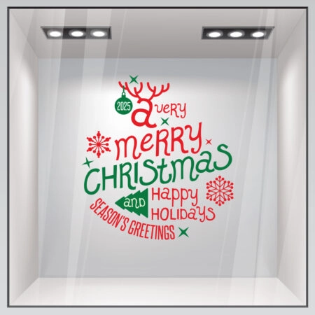 Χριστουγεννιάτικο αυτοκόλλητο HAPPY HOLIDAYS - Χριστουγεννιάτικη βιτρίνα