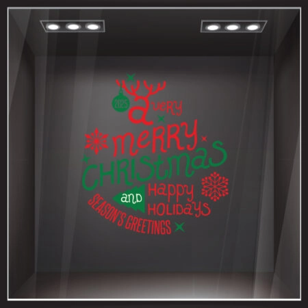 Χριστουγεννιάτικο αυτοκόλλητο HAPPY HOLIDAYS - Χριστουγεννιάτικη βιτρίνα Sticky 1