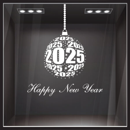 Χριστουγεννιάτικο αυτοκόλλητο HAPPY NEW YEAR ORNAMENT - Χριστουγεννιάτικη βιτρίνα Sticky 1