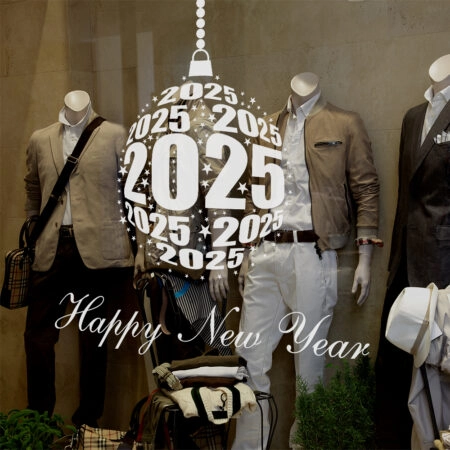 Χριστουγεννιάτικο αυτοκόλλητο HAPPY NEW YEAR ORNAMENT - Χριστουγεννιάτικη βιτρίνα Sticky 2