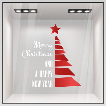Χριστουγεννιάτικο αυτοκόλλητο HAPPY NEW YEAR TREE - Χριστουγεννιάτικη βιτρίνα Sticky 1