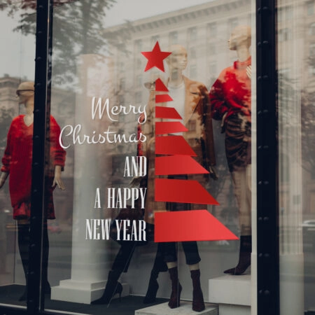 Χριστουγεννιάτικο αυτοκόλλητο HAPPY NEW YEAR TREE - Χριστουγεννιάτικη βιτρίνα Sticky 3