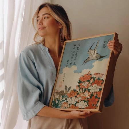 Πινακας σε καμβά HOKUSAI - COUCOU ET AZALEES - Hokusai Katsushika Sticky 1